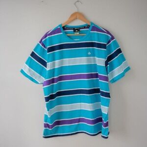 Classic Skate Street Striped Teal Purple White Men's Short Sleeve T Shirt